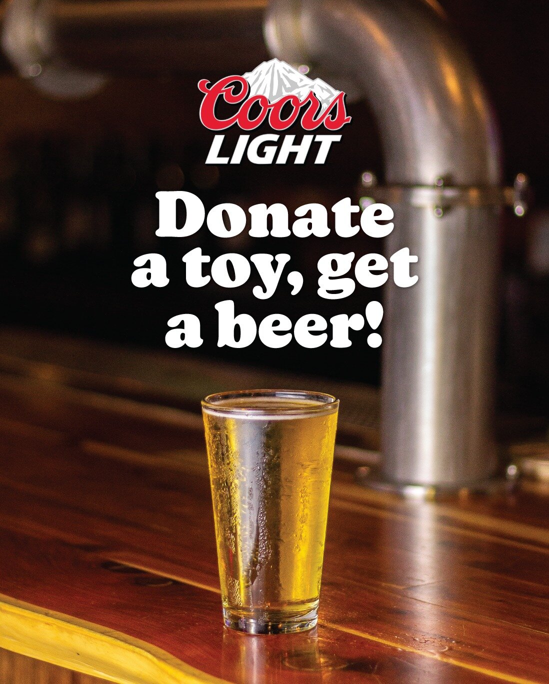 Give, and you shall receive 🎁 Now through December 17, we're collecting donations for Toys for Tots, whose work helps bring holiday gifts to kids in need. Plus, we're throwing in a FREE Coors Light on draft when you bring in a toy to donate! Stop in